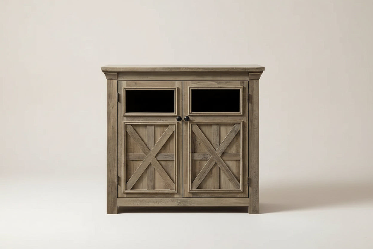 Wood Buffet Cabinet with 2 Doors and Metal Handle