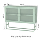 Tempered Glass Cabinet with 2 Fluted Glass Doors Adjustable Shelf U-shaped Leg free Enclosed Cupboard for Kitchen Living Room