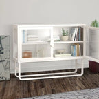 Tempered Glass Cabinet with 2 Fluted Glass Doors Adjustable Shelf U-shaped Leg free Enclosed Cupboard for Kitchen Living Room