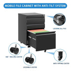 Mobile File Cabinet w/Lock,Metal Filing Cabinets for Office Organizer