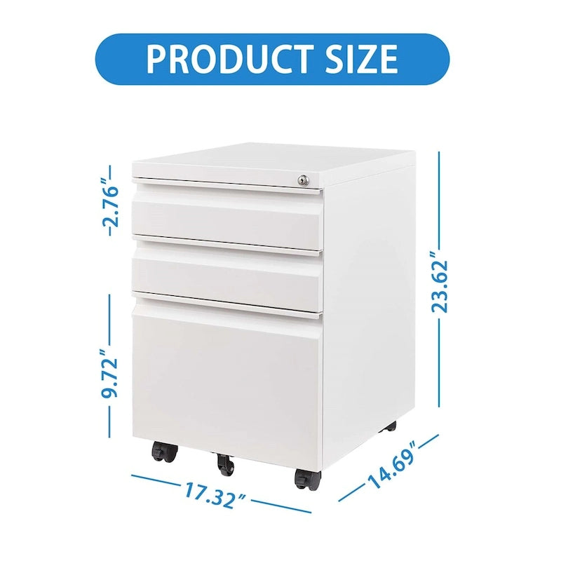 Mobile File Cabinet w/Lock,Metal Filing Cabinets for Office Organizer