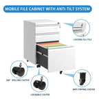 Mobile File Cabinet w/Lock,Metal Filing Cabinets for Office Organizer