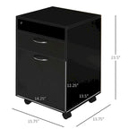 Modern Mobile Storage Cabinet with 1 Shelf,1 Drawer and 1 Cabinet, Printer Stand with Castors