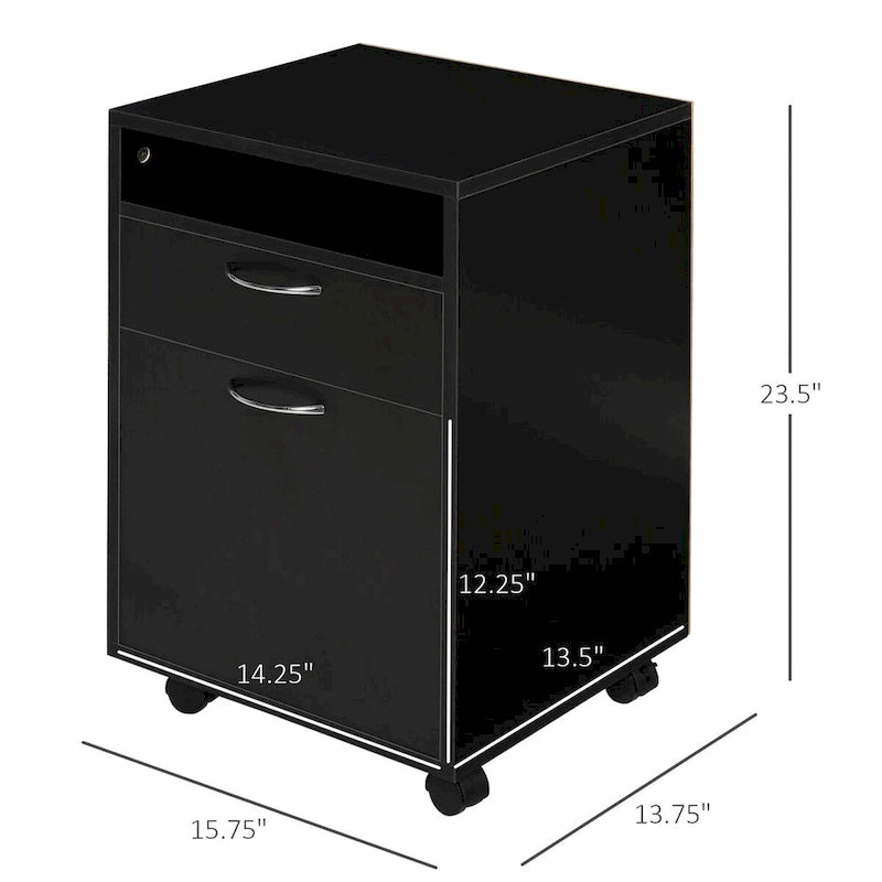 Modern Mobile Storage Cabinet with 1 Shelf,1 Drawer and 1 Cabinet, Printer Stand with Castors