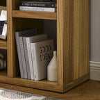 Open Wooden Open Shelf Bookcase, Freestanding Display Cabinet with 7 Cube Storage Spaces, Floor Standing Bookshelf, Entryway