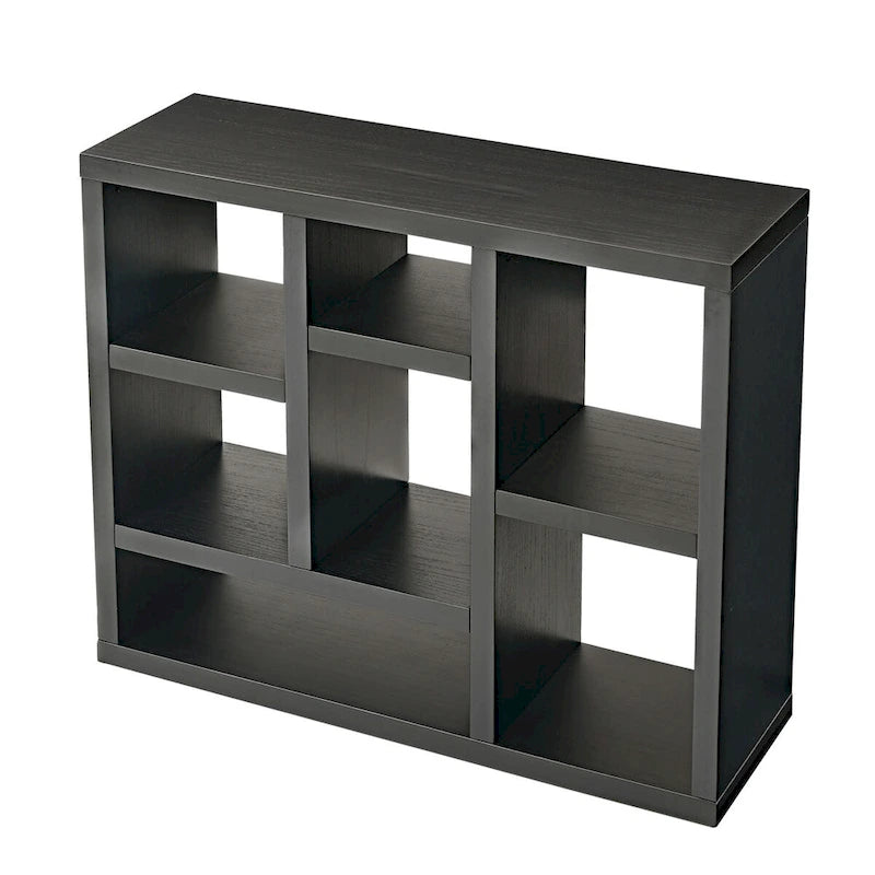 Open Wooden Open Shelf Bookcase, Freestanding Display Cabinet with 7 Cube Storage Spaces, Floor Standing Bookshelf, Entryway