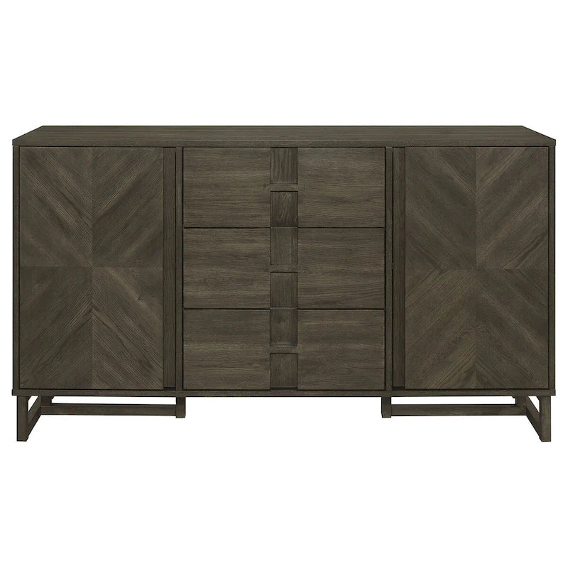 Dark Grey 3-Drawer Server with 2 Cabinets