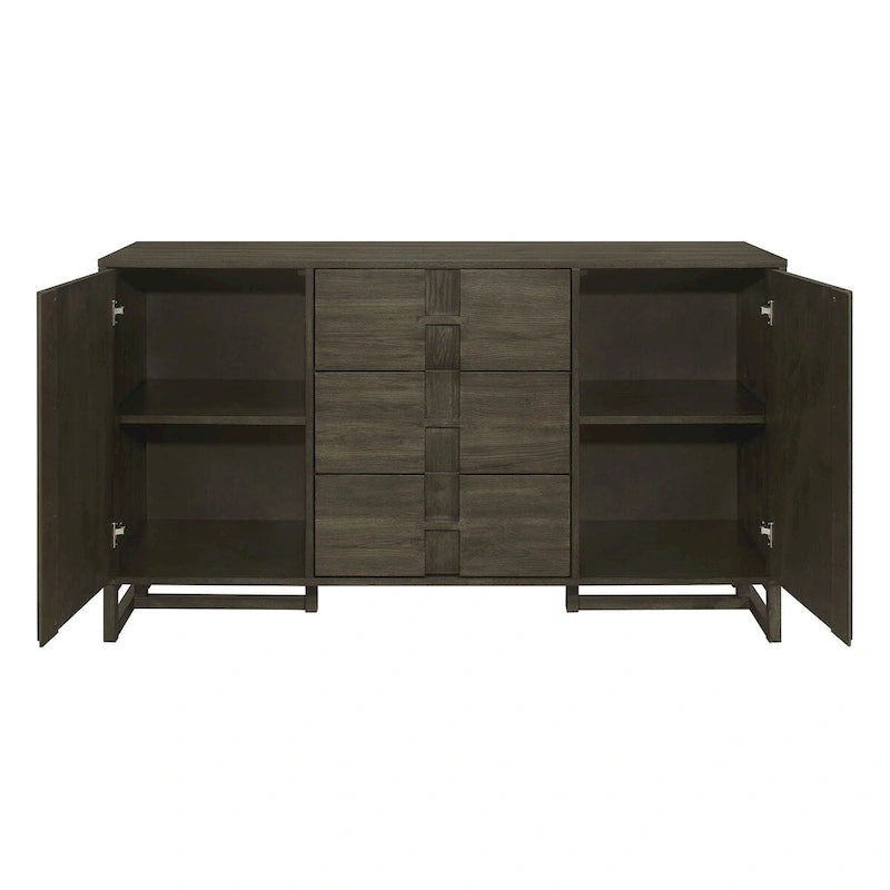 Dark Grey 3-Drawer Server with 2 Cabinets