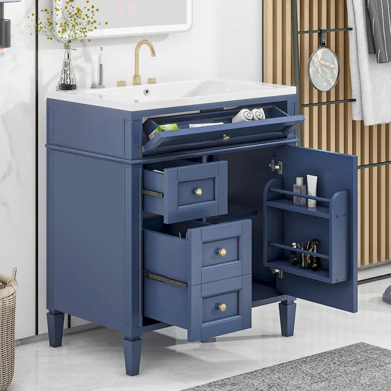 Bathroom Vanity with Top Sink and a Tip-out Drawer