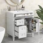 Badezimmerschrank mit integriertem Waschbecken und Kippschublade