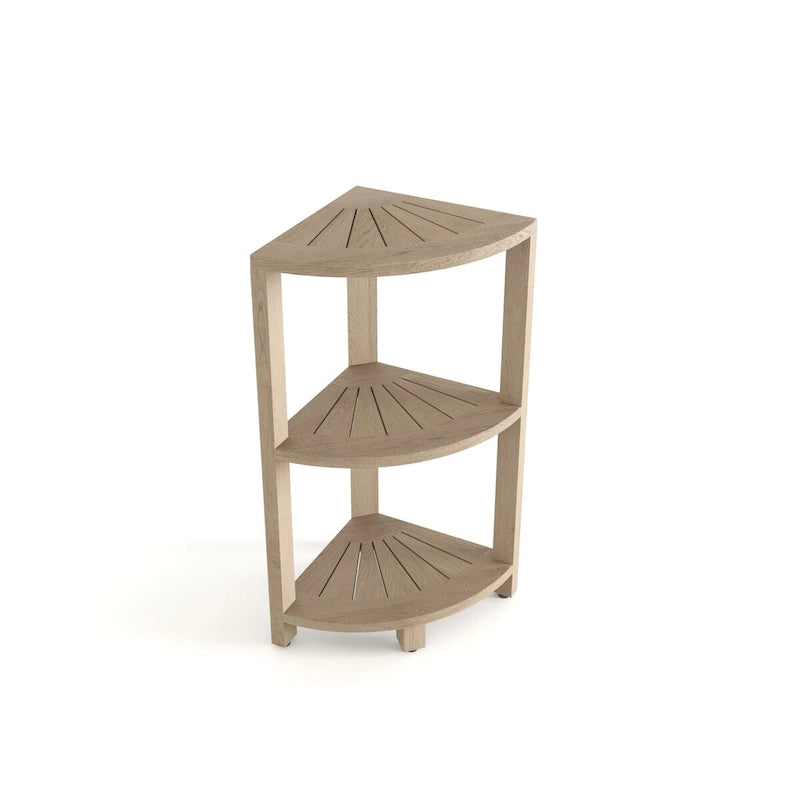 Small 3-Tier Corner Teak Bath Shelf
