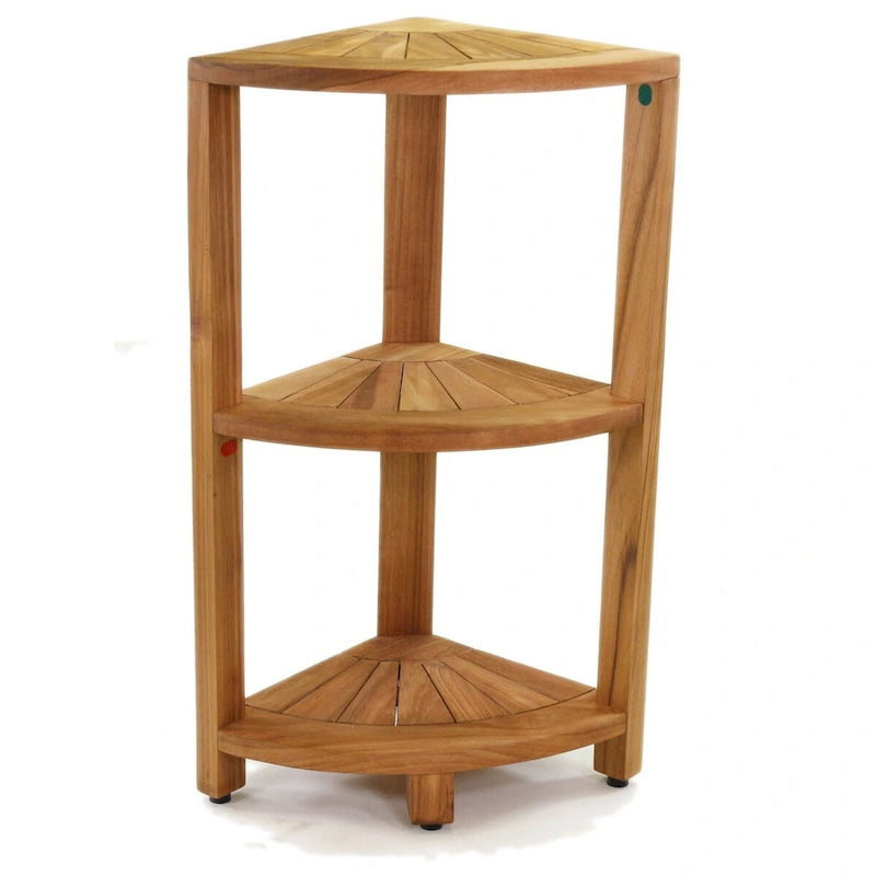 Small 3-Tier Corner Teak Bath Shelf