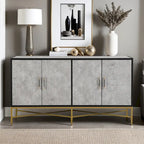 Besondere Merkmale eines viertürigen Sideboards mit Metall- und Kreuzbeindesign, geeignet für Wohnzimmer