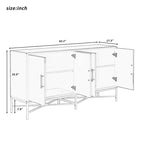Besondere Merkmale eines viertürigen Sideboards mit Metall- und Kreuzbeindesign, geeignet für Wohnzimmer