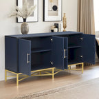 Besondere Merkmale eines viertürigen Sideboards mit Metall- und Kreuzbeindesign, geeignet für Wohnzimmer