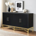 Besondere Merkmale eines viertürigen Sideboards mit Metall- und Kreuzbeindesign, geeignet für Wohnzimmer