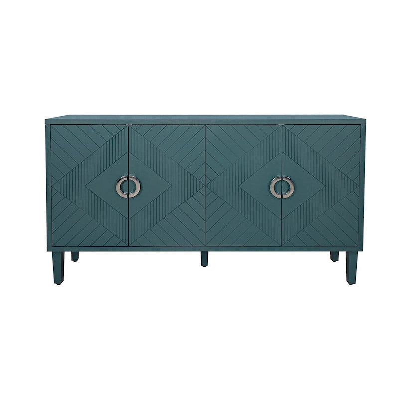 4-Door Storage Cabinet with Pine Legs and MDF