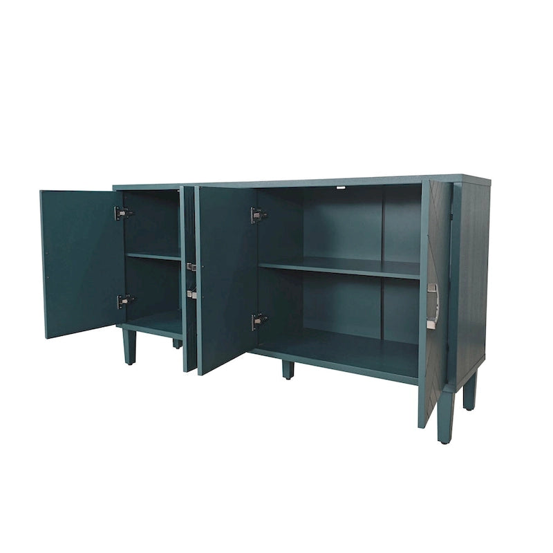 4-Door Storage Cabinet with Pine Legs and MDF