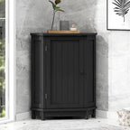 Schwarzer Badezimmerschrank, dreieckiger Eckschrank mit verstellbarem Regal, moderner Stil, MDF-Platte
