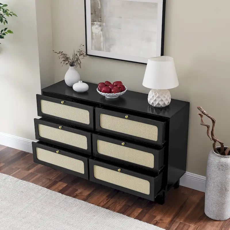 6-Drawers Rattan Storage Cabinet