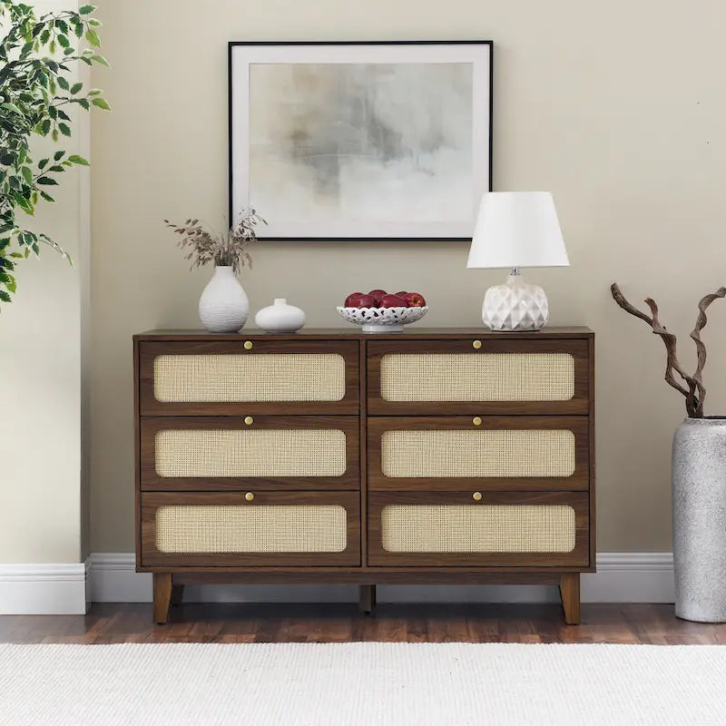 6-Drawers Rattan Storage Cabinet