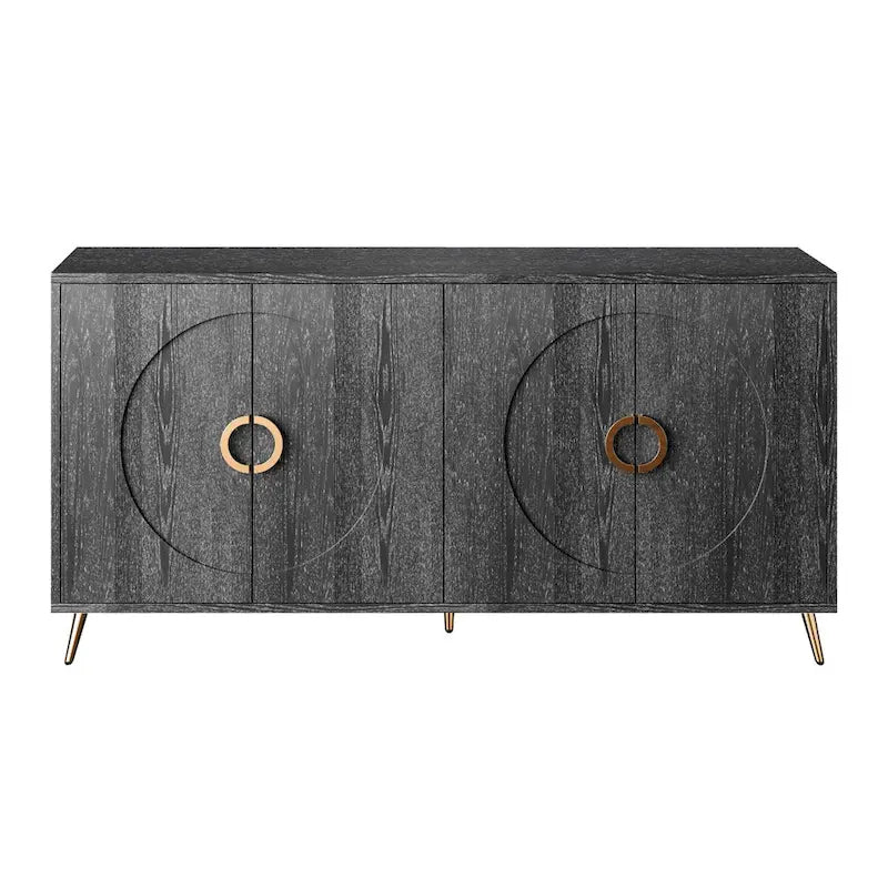 Modern Lacquered 4 Door Wooden Cabinet Sideboard Buffet Server Cabinet Storage Cabinet, for Living Room