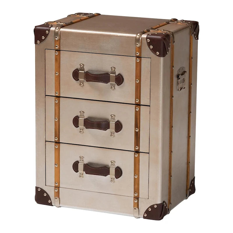 Vintage Matte Bronze 3-Drawer Cabinet