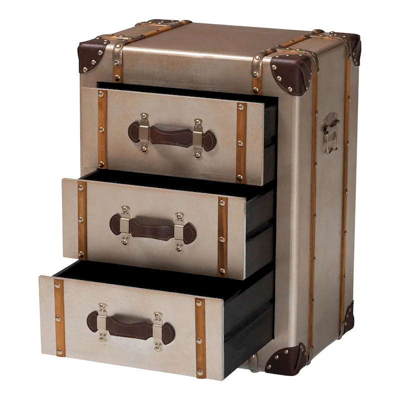 Vintage Matte Bronze 3-Drawer Cabinet