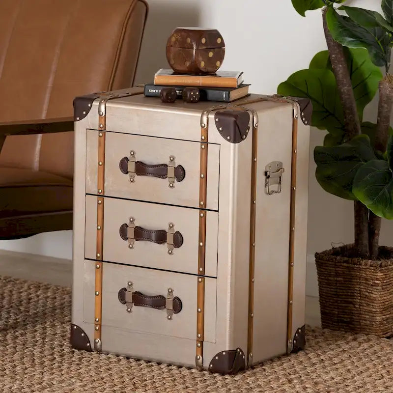Vintage Matte Bronze 3-Drawer Cabinet