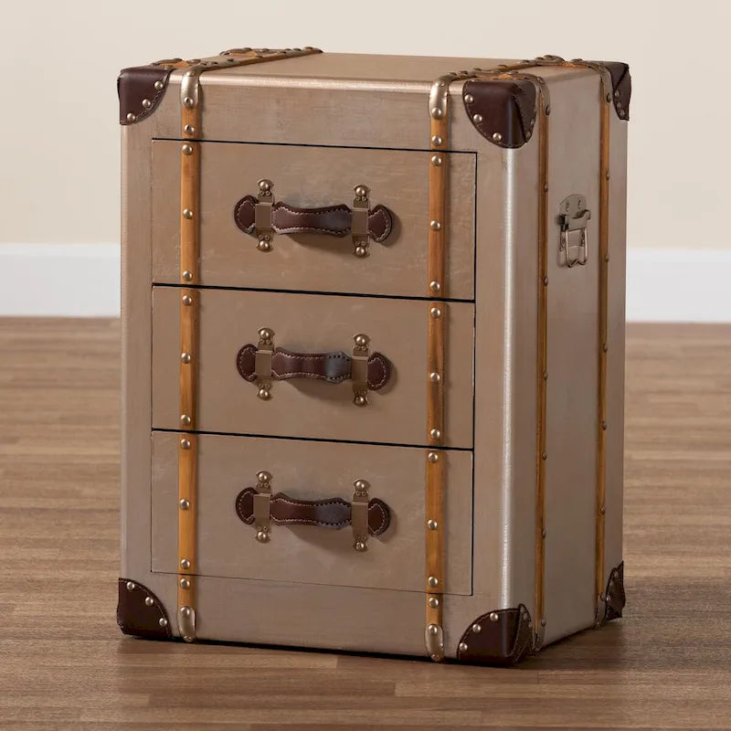 Vintage Matte Bronze 3-Drawer Cabinet