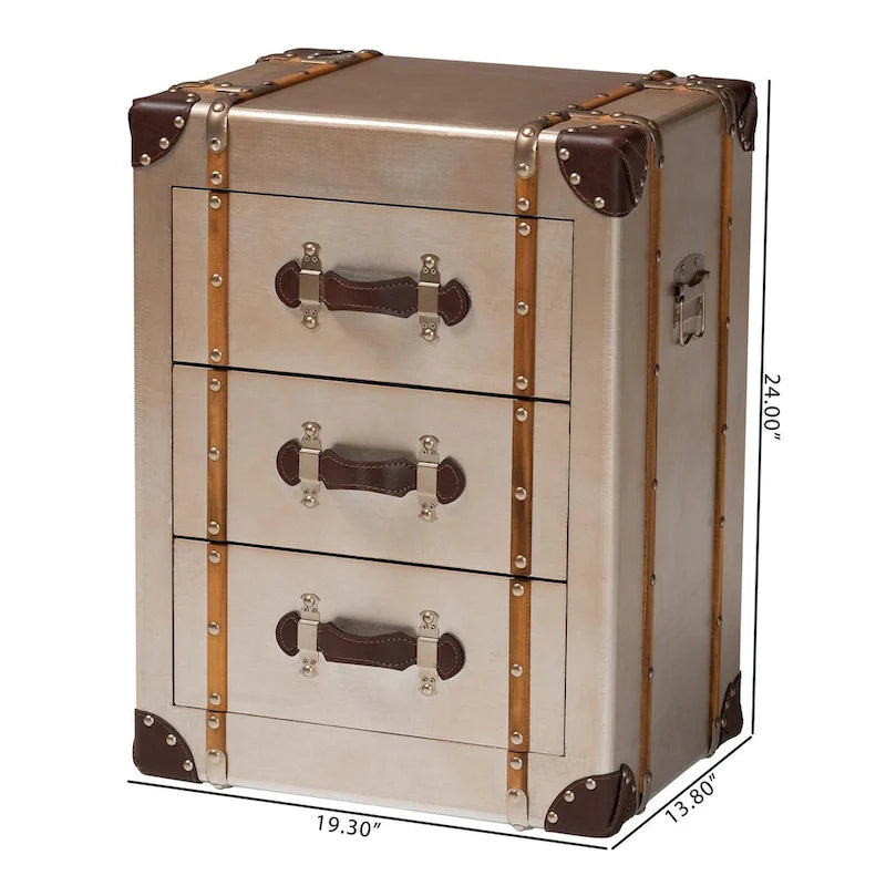 Vintage Matte Bronze 3-Drawer Cabinet